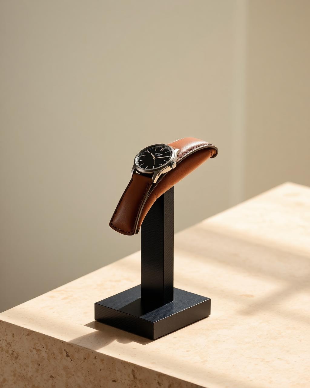 Upright forged carbon single watch stand