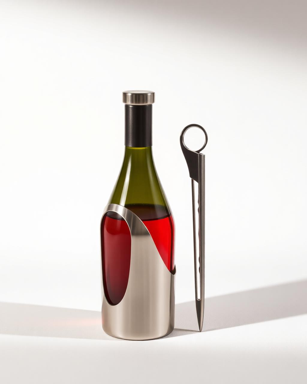 Stainless steel bottle cradle and opener